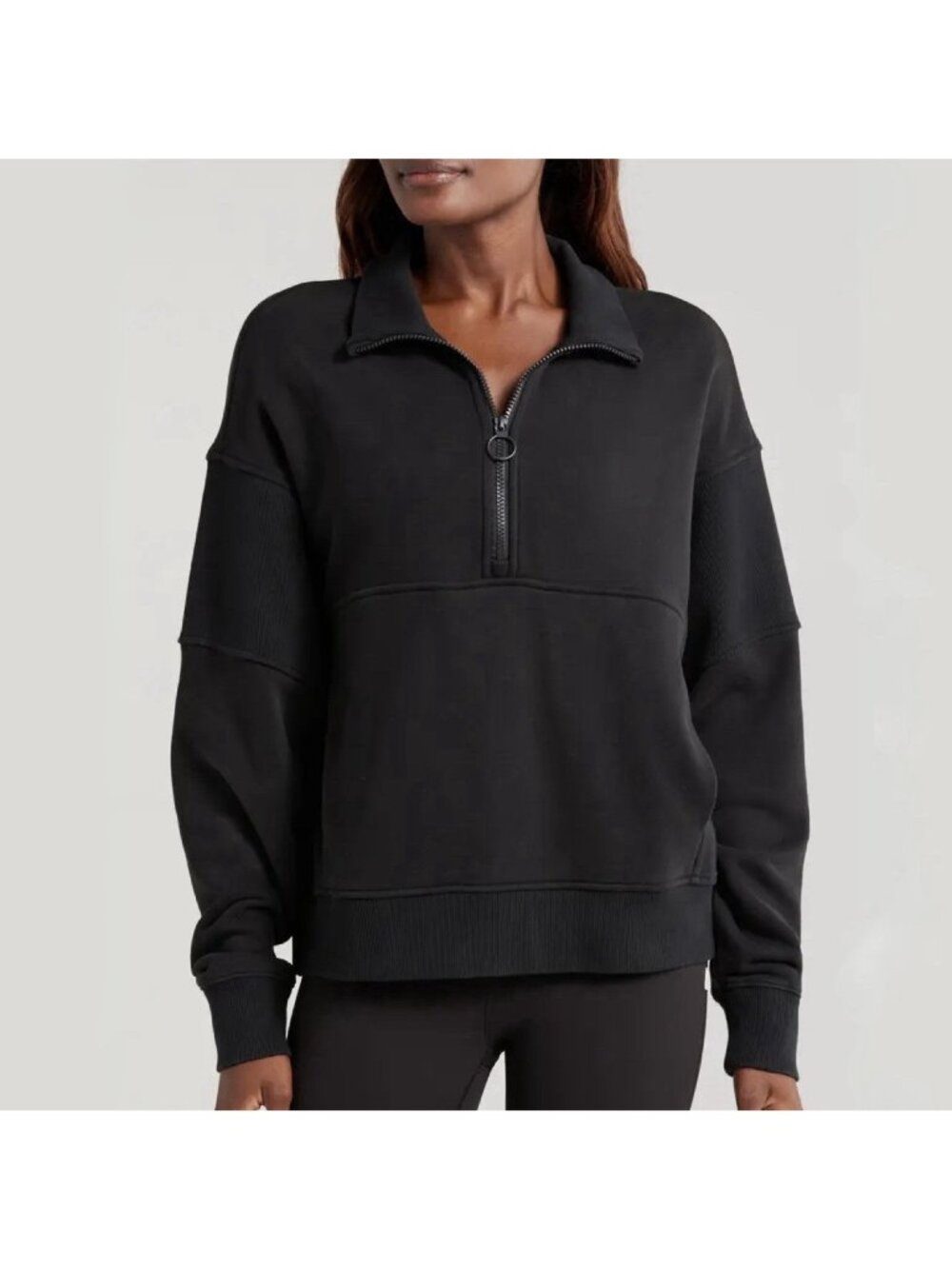 Vuori Black Sedona Ribbed Half Zip Pullover Sweatshirt Boxy Sweater Women’s XL